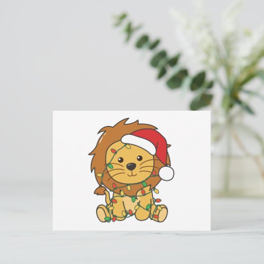Leeuw Kerstmis Winter Dieren Vakantie Leeuwen Feestdagenkaart (Staand voorkant)
