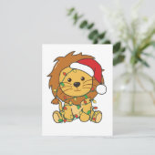 Leeuw Kerstmis Winter Dieren Vakantie Leeuwen Feestdagenkaart (Staand voorkant)