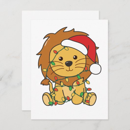 Leeuw Kerstmis Winter Dieren Vakantie Leeuwen Feestdagenkaart (Voorkant / Achterkant)