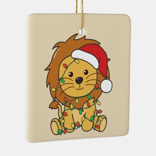 Leeuw Kerstmis Winter Dieren Vakantie Leeuwen Keramisch Ornament (Rechts)