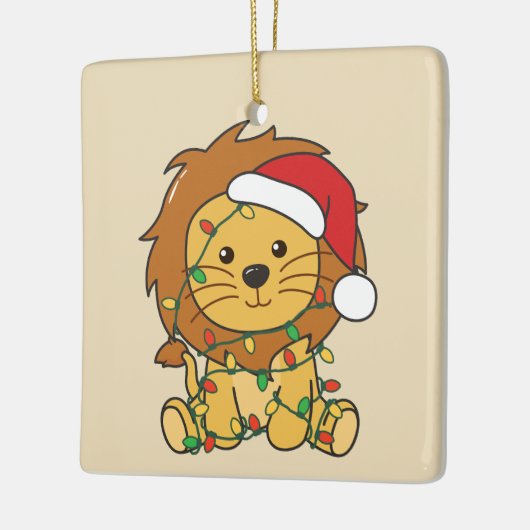 Leeuw Kerstmis Winter Dieren Vakantie Leeuwen Keramisch Ornament (Links)