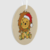 Leeuw Kerstmis Winter Dieren Vakantie Leeuwen Ornament (voorkant)