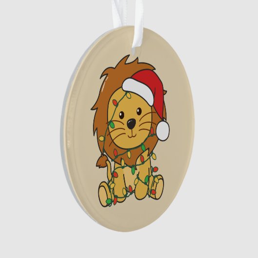 Leeuw Kerstmis Winter Dieren Vakantie Leeuwen Ornament (voorkant)