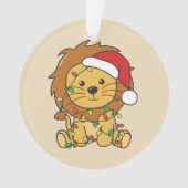 Leeuw Kerstmis Winter Dieren Vakantie Leeuwen Ornament (voorkant)