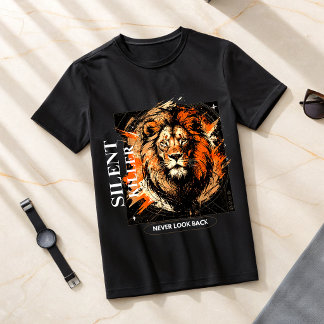 Leeuw Kijkt Nooit Teruit T-shirt Motiverend Alpha