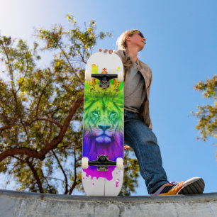 Leeuw King Skateboard Deck in Abstracte kleuren!