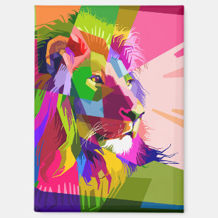 Leeuw Kleurrijk Prismatisch Pop Art Design-62501 Magneet