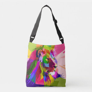 Leeuw Kleurrijk Prismatisch Pop Art Ontwerp-62501 Crossbody Tas