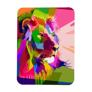 Leeuw Kleurrijk Prismatisch Pop Art Ontwerp-62501 Magneet