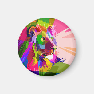 Leeuw Kleurrijk Prismatisch Pop Art Ontwerp-62501 Magneet