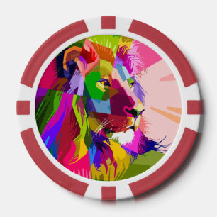 Leeuw Kleurrijk Prismatisch Pop Art Ontwerp-62501 Poker Chips
