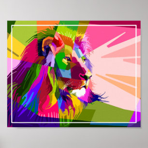 Leeuw Kleurrijk Prismatisch Pop Art Ontwerp-62501 Poster