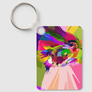 Leeuw Kleurrijk Prismatisch Pop Art Ontwerp-62501 Sleutelhanger