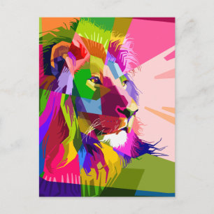 Leeuw Kleurrijk Prismatisch Pop Art Ontwerp Briefkaart