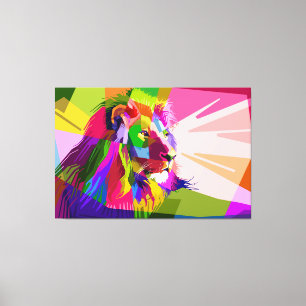 Leeuw Kleurrijk Prismatisch Pop Art Ontwerp Canvas Afdruk
