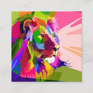 Leeuw Kleurrijk Prismatisch Pop Art Ontwerp Informatiekaartje