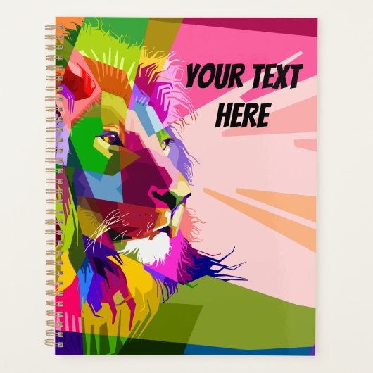 Leeuw Kleurrijk Prismatisch Pop Art Ontwerp Planner (Voorkant)