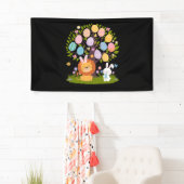 Leeuw Konijn Paasfeest Knuffelig Boom Jacht Eieren Spandoek (Insitu)