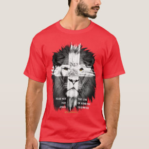 Leeuw Kruis Jezus Christelijke Heer God Gelovige P T-shirt
