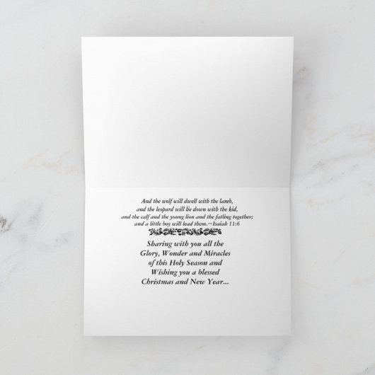 Leeuw, Lam en Engel Kerstvakantie Kaart (Binnen)