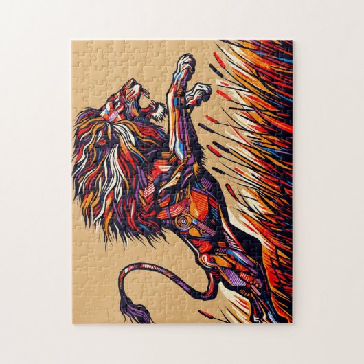 Leeuw Leaping Puzzel Legpuzzel (Verticaal)