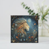 Leeuw Leeuw Sterrenbeeld Astrologie Hemelse Verjaa Kaart (Staand voorkant)