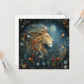Leeuw Leeuw Sterrenbeeld Astrologie Hemelse Verjaa Kaart (Voorkant / Achterkant in situ)