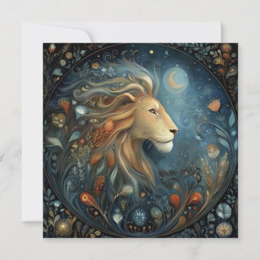 Leeuw Leeuw Sterrenbeeld Astrologie Hemelse Verjaa Kaart (Voorkant)