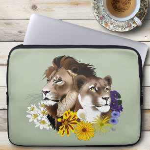 Leeuw Leeuwin Bloem Groen Laptop Sleeve
