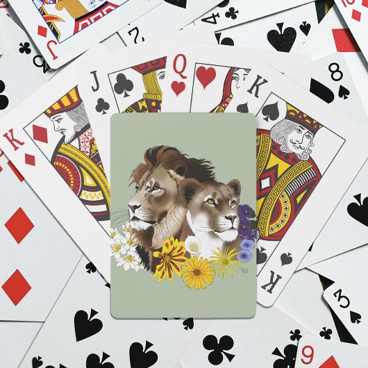 Leeuw Leeuwin Bloem Groen Pokerkaarten