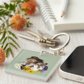 Leeuw Leeuwin Bloem Groen Sleutelhanger (Voorkant Rechts)