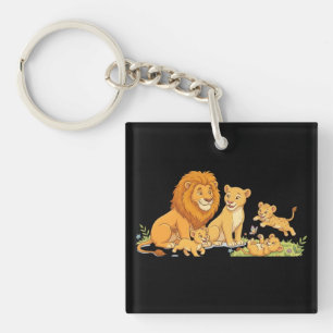 Leeuw Leeuwin en Taxis Cartoon Stijl Sleutelhanger