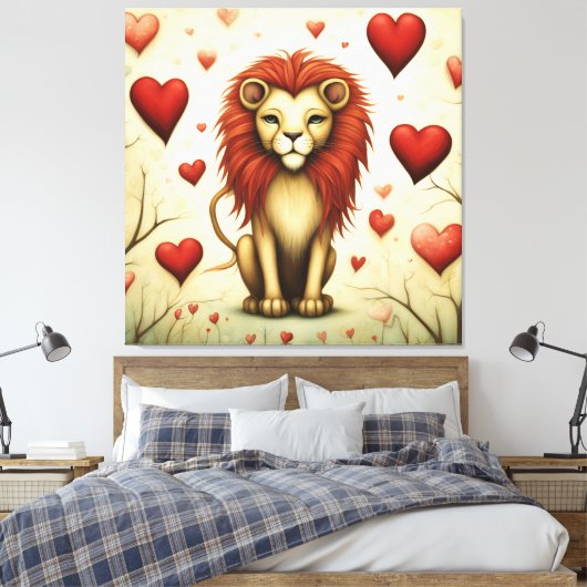Leeuw Liefde 2 Canvas Afdruk (Insitu (Slaapkamer))