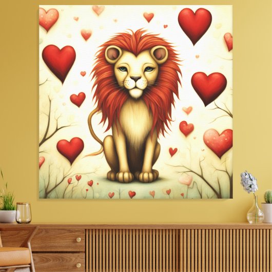 Leeuw Liefde 2 Canvas Afdruk (Insitu (Woonkamer))