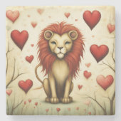 Leeuw Liefde 2 Stenen Onderzetter (Voorkant)