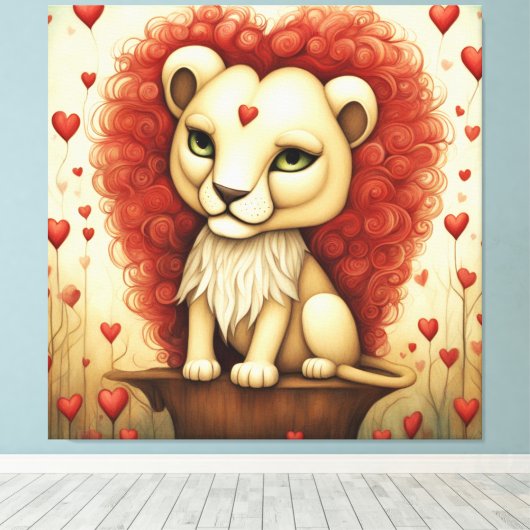 Leeuw Liefde 3 Canvas Afdruk (Insitu (Houten vloer))