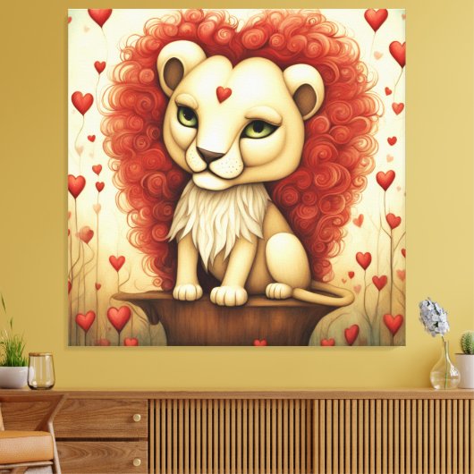 Leeuw Liefde 3 Canvas Afdruk (Insitu (Woonkamer))