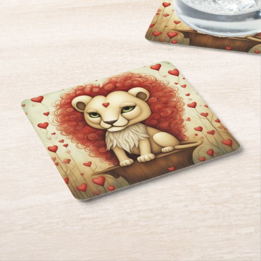 Leeuw Liefde 3 Kartonnen Onderzetters (Schuin)
