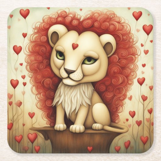 Leeuw Liefde 3 Kartonnen Onderzetters (Voorkant)