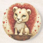 Leeuw Liefde 3 Zandsteen Onderzetter (Voorkant)