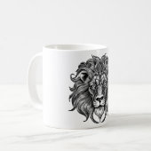 Leeuw lijnkunst koffiemok (Voorkant links)