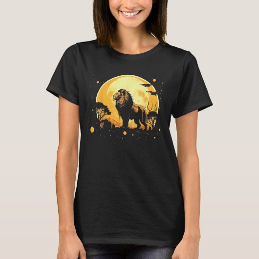 Leeuw Maan Klassiek Ontwerp T-shirt (Voorkant)