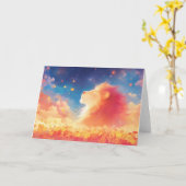 Leeuw Majesteit onder een sterrenhemel Kaart (Gele Bloem)