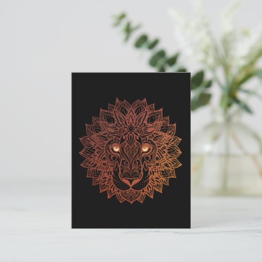 Leeuw Mandala sierlijk, met de hand getekende leeu Briefkaart (Staand voorkant)
