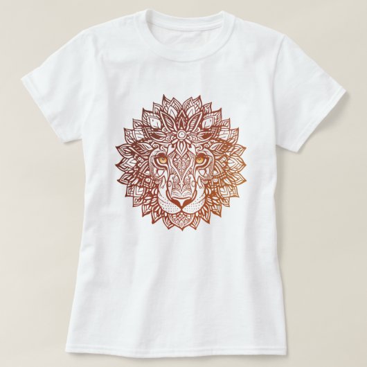 Leeuw Mandala sierlijk, met de hand getekende leeu T-shirt (Design voorkant)