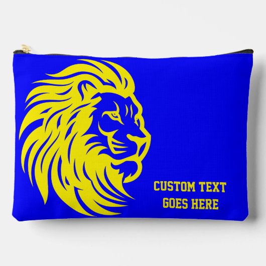 Leeuw Mascotte Blauw en Geel Student Pencil Pouch Etui (Voorkant)