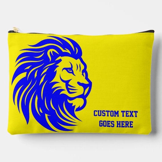Leeuw Mascotte Blauw en Geel Student Pencil Pouch Etui (Voorkant)
