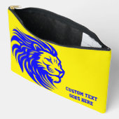 Leeuw Mascotte Blauw en Geel Student Pencil Pouch Etui (Open)
