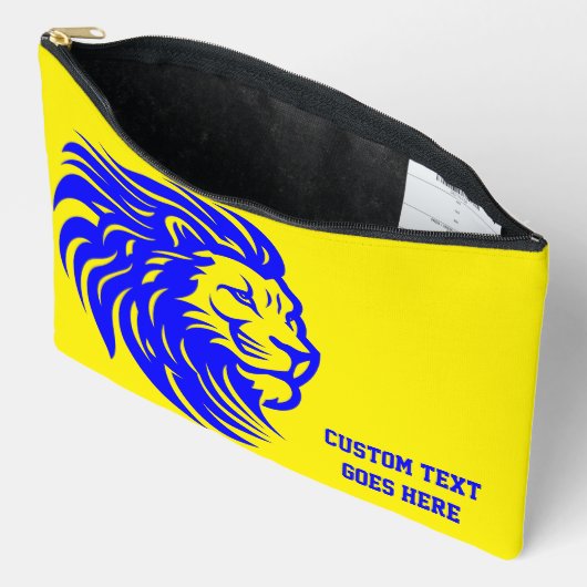Leeuw Mascotte Blauw en Geel Student Pencil Pouch Etui (Open)