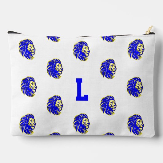 Leeuw Mascotte Blauw en Geel Student Pencil Pouch Etui (Achterkant)